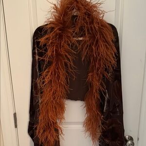 Adrienne Landau Orange Feathered Accent